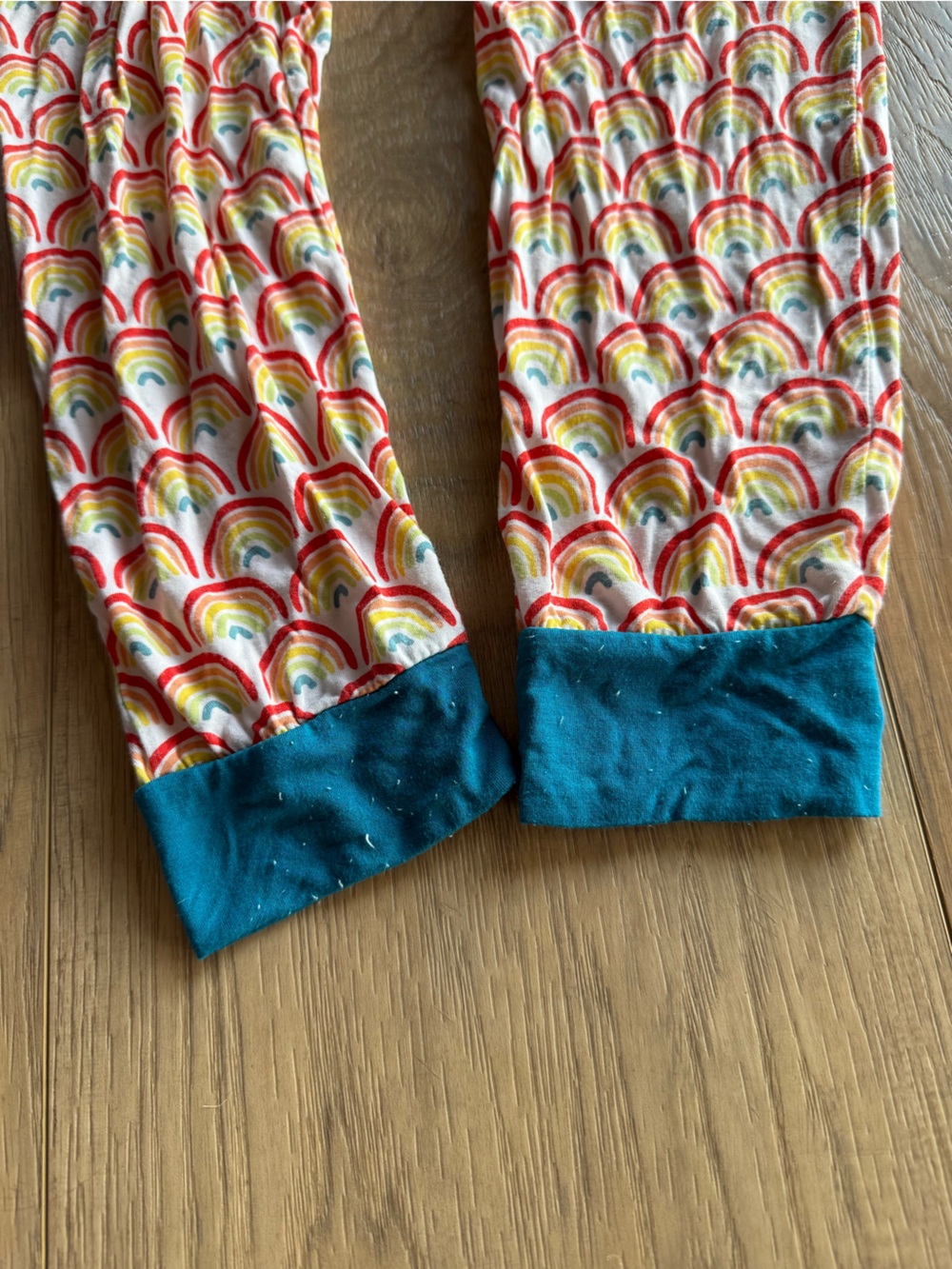 LITTLE SLEEPIES Primary Rainbow Print Short Sleeve Pajama Top & Bottom - Picture 8 of 10